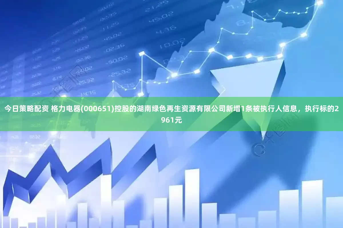 今日策略配资 格力电器(000651)控股的湖南绿色再生资源有限公司新增1条被执行人信息，执行标的2961元